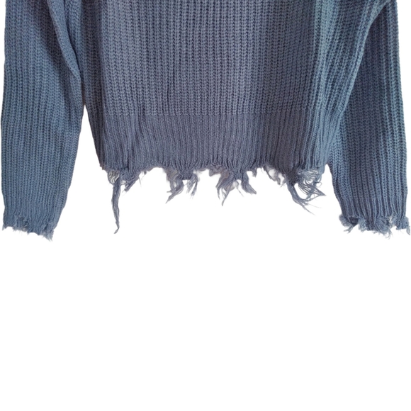 NWT Steel Blue Distressed Sweater - Picture 6 of 9